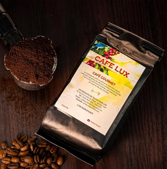 Cafe Lux Gourmet Ground Medium Roast Coffee - Made in Haiti - From Jacmel/Thiotte Moutains - 270 grams