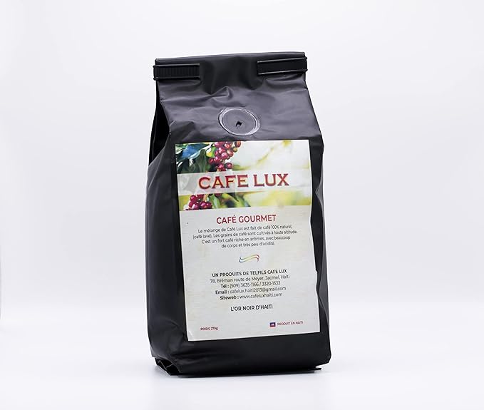 Cafe Lux Gourmet Ground Medium Roast Coffee - Made in Haiti - From Jacmel/Thiotte Moutains - 270 grams