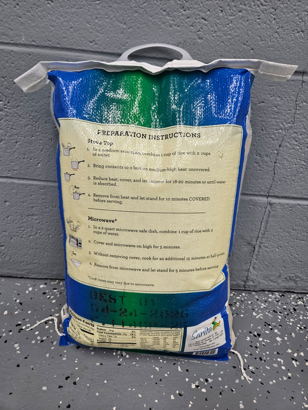 image SARITA BASMATI  RICE 20 LB  (1 BAG )