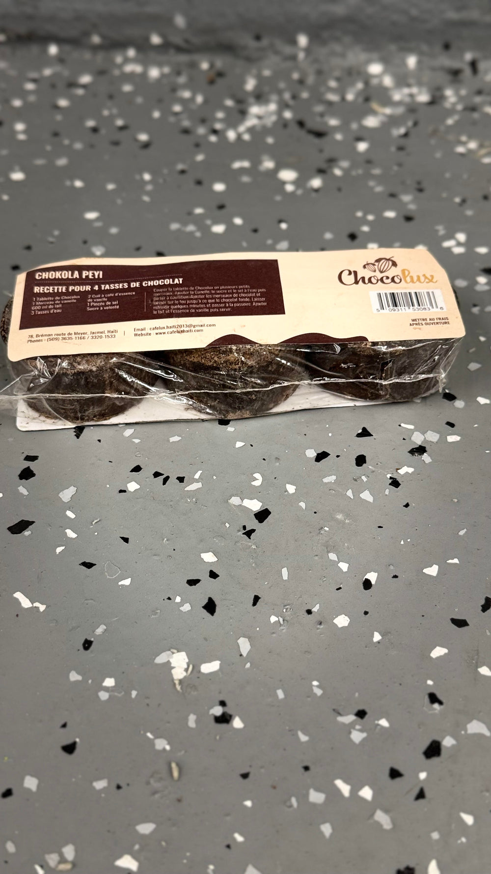 Chocolux Chocolate  Tablet, 3 Count, 180g, Direct From Haiti (48 pack )